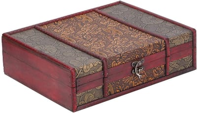 Grote retro houten sieradenbox als boekorganizer, antieke cadeaubox voor sieradenopslag en decoratie