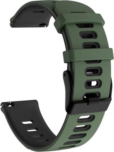 Siliconen bandje - geschikt voor Huawei Watch GT 2 42 mm / GT 3 42 mm Active / Elegant / GT 3 Pro 43 mm en Polar Ignite 2 / 3 / Pacer / Unite - donkergroen-zwart