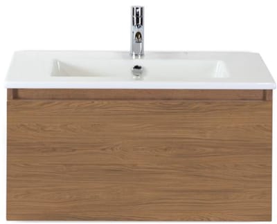 Frozen Badmeubelset 80 cm - Greeplijst in Kleur - Honey - Keramische Wastafel Wit 1 Kraangat