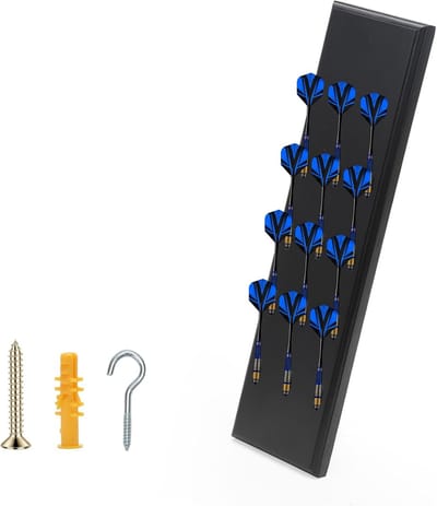 Dart Houder - Dartpijl Opberger - Dart Spel - Massief Hout - 12 Darts Capaciteit - Zwart
