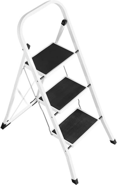 SONGMICS - Ladder - Met 3 Treden - Opvouwbaar - Met Klapsluiting - Draagvermogen tot 150 kg