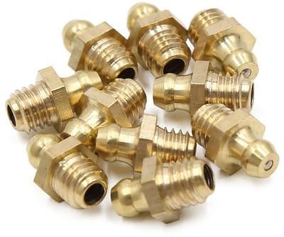 Dailygoods- Smeernippel recht - Messing - 10 stuks - Schroefdraad M8 x 1,25 - Corrosiebestendig - Duurzaam - Geschikt voor diverse toepassingen - Vetpers