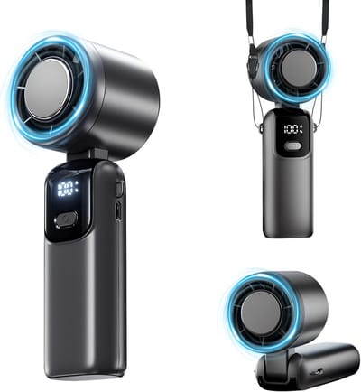 VHV - Nekventilator - nekventilator usb oplaadbaar - USB oplaadbaar, met digitaal display, met LED verlichting, handsfree - voor wandelen, reizen, sport