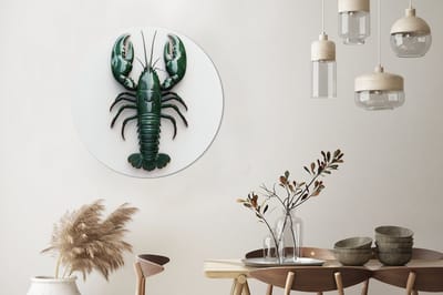 WallCircle - Wandcirkel - Muurcirkel - Kreeft - Glossier - Groen - Wit - Aluminium - Dibond - 90x90 cm - Binnen en Buiten