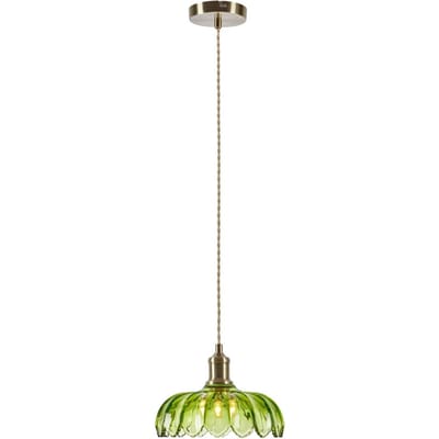 Markslöjd Hanglamp Kurage, oud messing/groen, glas, Ø 26 cm, E27