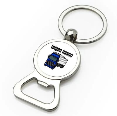 Akyol - blauwe vrachtwagen met eigen naam flesopener - Vrachtwagen chauffeur - vrachtauto chauffeurs - iemand die houdt van vrachtwagens - verjaardag - cadeau - kado - geschenk - 9 bij 3 cm