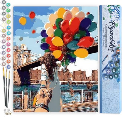 Figured'Art Schilderen op Nummer Volwassenen canvas Kleurrijke ballonnen - Handwerk acrylverf Kit DIY Compleet - 40x50cm zonder frame
