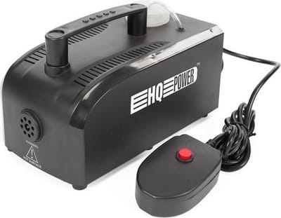 HQ-Power Rookmachine, 400 W, vaste afstandsbediening met kabel, snelle opwarmtijd, rookuitstoot 70 m³ per minuut, verwijderbare tank van 0.3 liter, compact en draagbaar