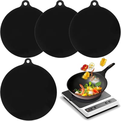 Siliconen inductiemat voor bescherming van inductiekookplaten, antislip en krasbestendig, rond 22 cm, ideaal voor het gebruik met airfryers en magnetrons