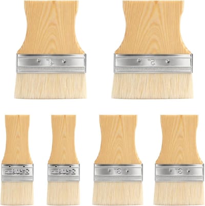 Set van 6 Verfkwasten, Brede Platte Kwast, Glazuurkwasten, Verven, Acrylverf, Houtafwerking, Meubelverf