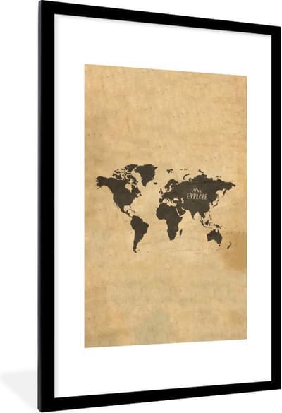 Poster in lijst - Fotolijst 60x90 cm - Posters - Wereldkaart - Retro - Quotes - Posterlijst zwart - Decoratie - Wanddecoratie woonkamer - Muurdecoratie slaapkamer