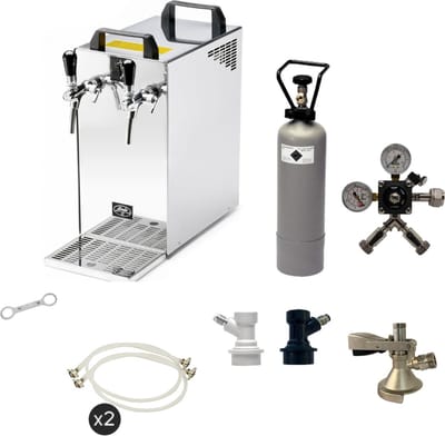 Complete set - Biertap - Kontakt 40 2-kraans droogkoeler, 50 liter/u - Beertender, Thuistap, Bierkoeler - met Fustkoppeling Type A, NC Adapter