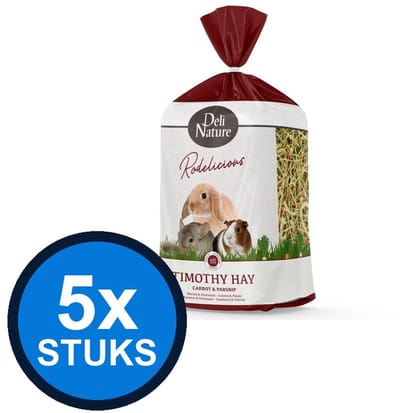 5x Deli Nature - Rodelicious timothy-hooi wortel&pastinaak 600gr - Knaagdierenvoer - 600 g