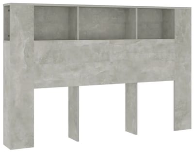 Emvae Hoofdbord - Bedkast - Hoofdeinde - Met Opbergruimte - Slaapkamer - 160 x 18,5 x 104,5 cm - Betongrijs