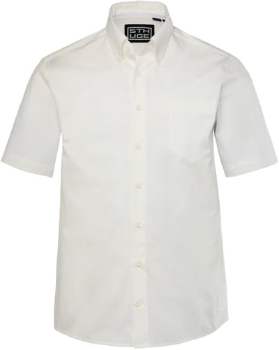 STHUGE - Heren - Overhemd halflange mouwen buttondown-kraag boxy fit - Sneeuwwit - Maat 4XL