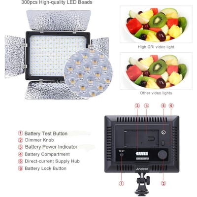 Pro 300 LED's 6000K fotografiecamera Camcorder videolamppaneel