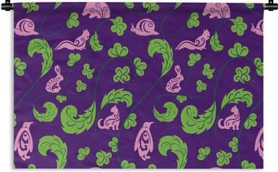 Wandkleed - Wanddoek - Bladeren - Dieren - Patronen - 90x60 cm - Wandtapijt