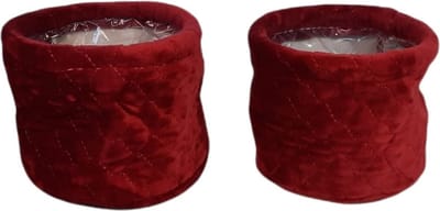 2 Stuks - Plantentas - Planten pot - Plantenzak - Velours - Textiel - Rood - 11cm - 10cm hoog