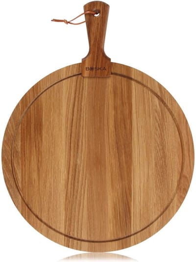 BOSKA Serveerplank Rond Friends L - Borrelplank met opvanggeul - Eikenhouten Tapasplank / kaasplank - 40 cm