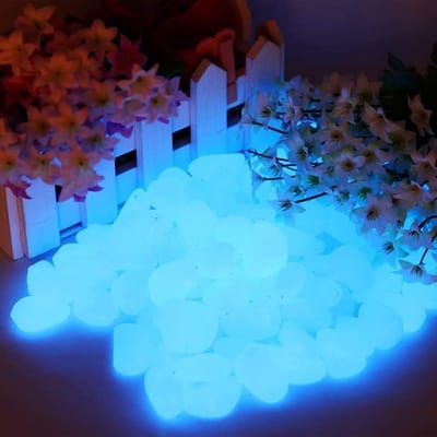 Allecto - Lichtstenen - Decoratieve Kiezelstenen - Fluorescerend - Blauw - Tuindecoratie - Voor Buiten - Aquarium