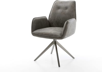 Eetkamerstoel Zoa-Flex kruisframe breed grafiet microvelours grijs antiek 360° draaibaar rocker-functie pocketveer kern