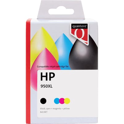 Inktcartridge Quantore alternatief tbv HP C2P43AE 950XL+951XL zwart + 3 kleuren | Pak a 4 stuk