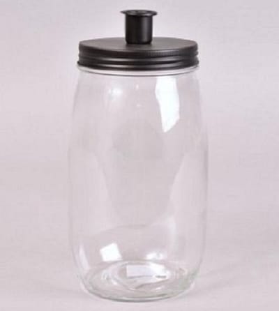 Kandelaar - Potkandelaar - Candle Jar - Zwart - Groot -  12 x 20 cm.
