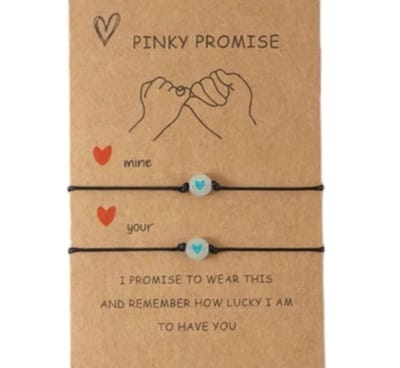 Akyol - Vriendschapsarmband - Cadeau voor vriend -vriendschaparmband -armband voor 2- armband voor vriendinnen --GELUKSARMBAND - Pinky promise - BFF - Vrienden - Relatie - Hartje – Wit – friend bracelet - 30 cm - glow in the dark