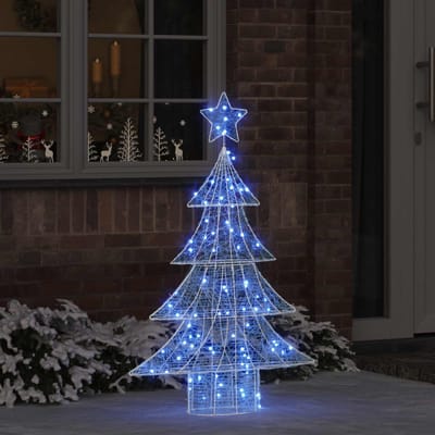 vidaXL Kerstboom 100 LED's Blauw 120 cm Acryl