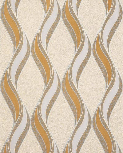Design behangpapier EDEM 1025-11 granietpleister golven patroon mosterdgeel beige lichtgrijs zilver