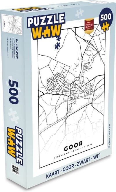 Puzzel Kaart - Goor - Zwart - Wit - Legpuzzel - Puzzel 500 stukjes