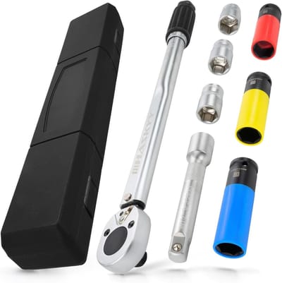 YOR® Momentsleutel Auto - Gereedschappen – 8 Delige Set - Handgereedschap – In Koffer – Omkeerbare Ratel-Rood- 47cm x 4cm x 4cm; 3.03 kg