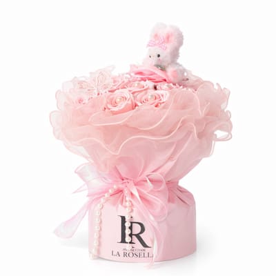 La Roselle Amsterdam Rozen boeket Roze met Teddy Kunstrozen Romantisch Geschenk - Decoratie