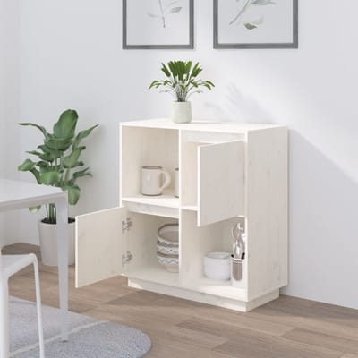 vidaXL - Dressoir - 74x35x80 - cm - massief - grenenhout - wit