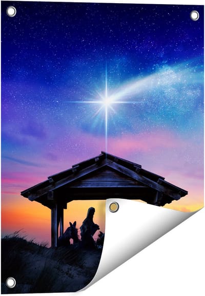 Gards Tuinposter Heilige Familie van Jezus met de Ster van Bethlehem - 40x50 cm - Tuindoek - Tuindecoratie - Wanddecoratie buiten - Tuinschilderij