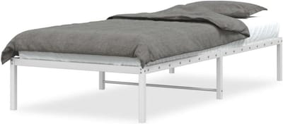 Stalen bedframe - Metalen ledikant - Slaapkamer inrichting - Met lattenbodem - 90 x 200 cm - Wit