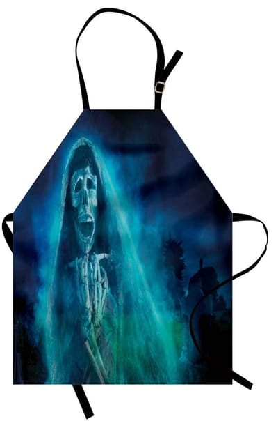 ABAKUHAUS Halloween kookschort, Gothic Geest, in hoogte verstelbaar, heldere kleuren die niet vervagen, blauw