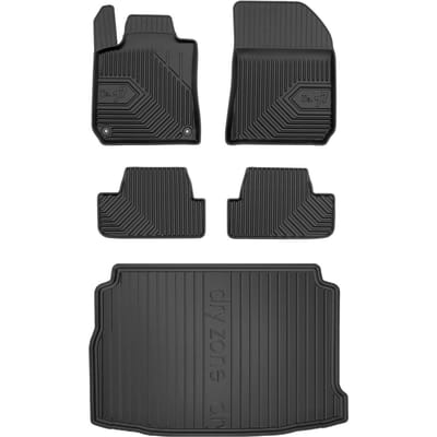 Frogum Voordeelset - Automatenset No.77 + Dry Zone Kofferbakmat - Geschikt voor Peugeot 308 II Hatchback (2013-2021) - Standaard laadvloer - TPE Rubber - Zwart