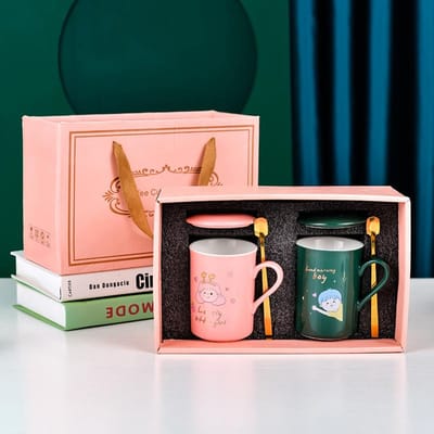 Fête des Amoureux Chinois Ensemble de Tasses Amour Couple Fête des Amoureux Mug en Céramique Bijoux en Or Événement Cadeaux d'Ouverture 250ML