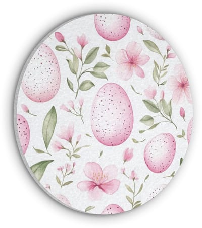 Akoestisch wandpaneel rond 50x50 cm - Vilt schilderij Patroon - Eieren - Roze - Pasen - Ronde akoestische panelen - Geluidsdempende wanddecoratie - Geluidsisolatie wandcirkel - Muurdecoratie geluidspanelen - Pasen - Paasdecoratie - Paas versiering