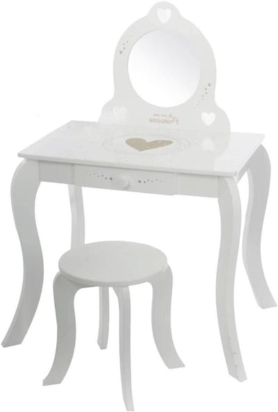 Makeup Table with Stool - White, 70.5 x 91 x 50.5 cm