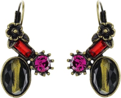 Behave - Oorhangers met gekleurde stenen - goudkleur - vintage expressief