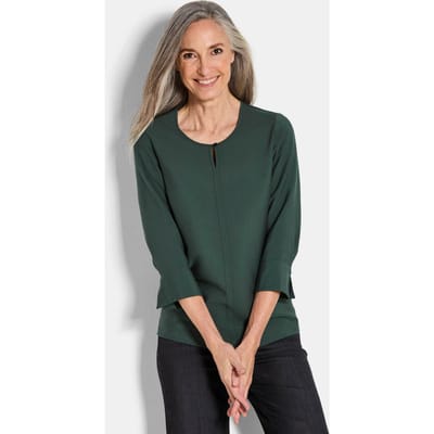 Blouse met ronde hals in viscosemix met structuur - groen - Gr. 42 van Goldner Fashion