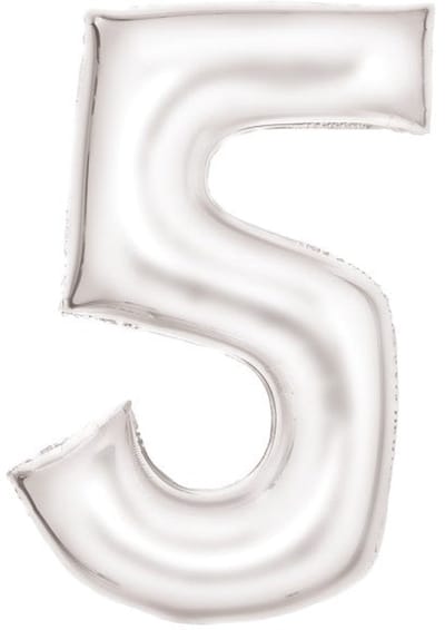 Folieballon 86cm cijfer 5 Silk White