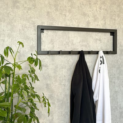 Tipton Wandkapstok Zwart – 9 Haken – 90 x 25 cm – Staal – Handgemaakt – Wibema