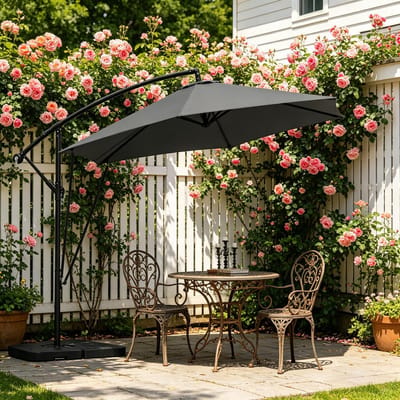 HAUSS SPOLE Tuinparasol – Flexibel Kantelbaar – 310 X 310 Cm – Metaal En Polyester – Donkergrijs – Voor Terras En Zwembad