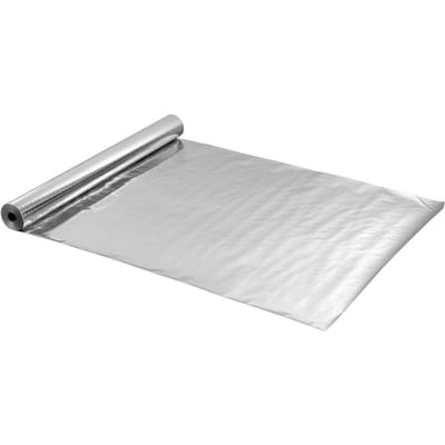 Rouleau d'isolation réfléchissant double, Barrière radiante en tissu tissé perforé, 0,15 mm 38,1 m x 1,22 m, Bouclier réfléchissant la chaleur en feuille d'aluminium double face,