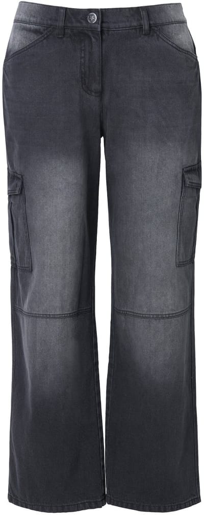 Angel of Style - Dames - Cargo-jeans straight fit gebleekt cargozakken - Zwart - Maat 46