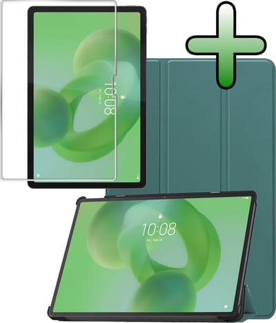 Hoesje Geschikt voor Lenovo Idea Tab Pro - Met Screenprotector - Trifold Bookcase - Hard Cover - Hardcover Book Case - Tablet Hoes - Donkergroen