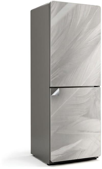 Wallfluent Koelkaststickers - Delicate veren in beweging Koelkast Folie - 70 cm x 190 cm - Wit Koelkaststickers - Grote Koelkast Sticker - Koelkast Makeover - Decoratieve Koelkaststicker - Koelkast Opknappen Sticker